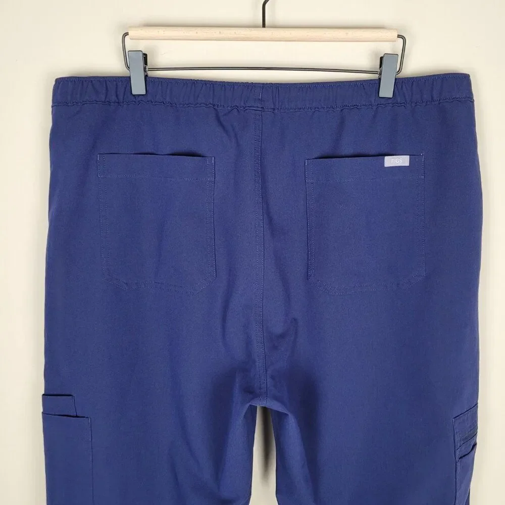 Figs Size XXL Tall Cairo Cargo Scrub Pants Straight Leg Elastic Waist Navy Blue